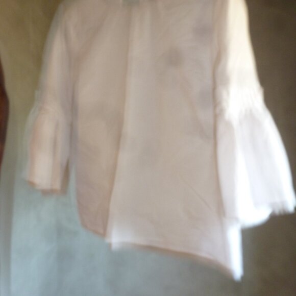 Sexy - super cute  Marled Womens Bell Sleeve Poplin Top sz L - Picture 2 of 9